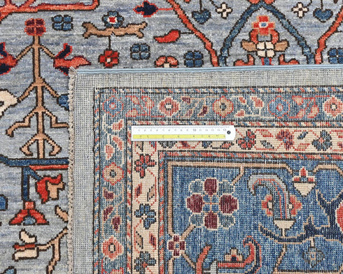 9x12 Gray Blue Aryana Afghan Hand Knotted Veg Dye Wool Area Rug